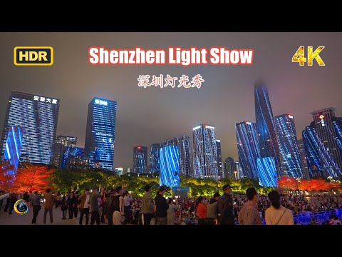 4K HDR | 深圳福田灯光展，CBD楼宇同时上演璀璨灯光| 中国
